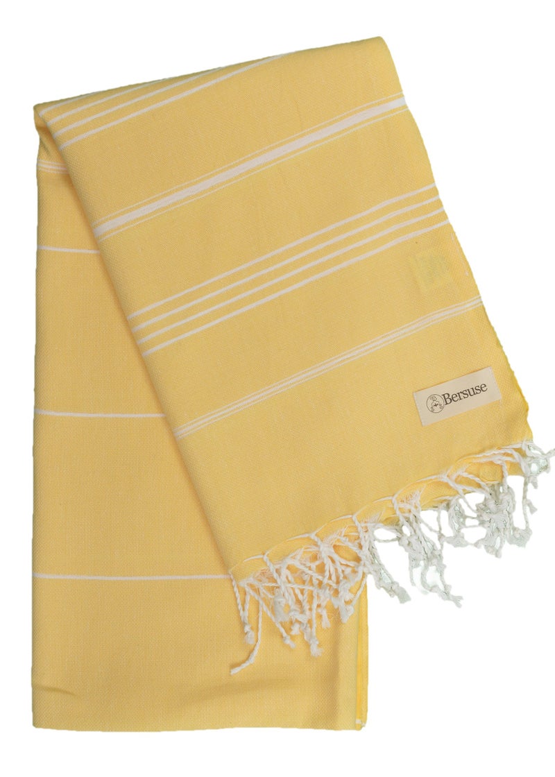 Bersuse Beach Towels Peshtemal Turkish Towels Anatolia Collection Premium Turkish Beach Towel, 100% Cotton, Large, Quick-Dry, Sand-Free, Lightweight - 37x70 Inches, Yellow - Image 4